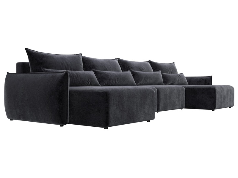 Диван П-образный Лига-051 НПБ Лонг, Велюр, TOWER 11 темно-серый