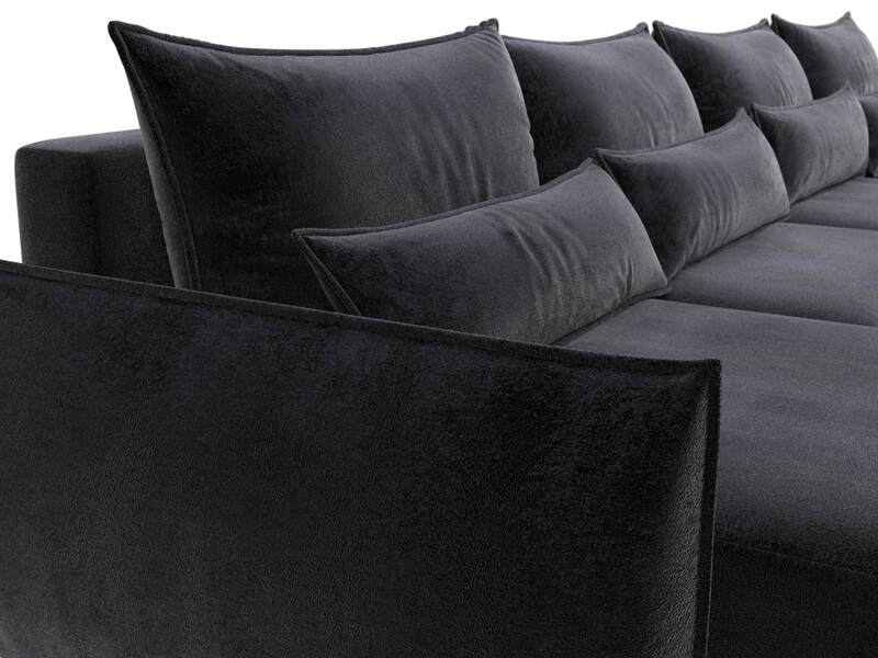 Диван П-образный Лига-051 НПБ Лонг, Велюр, TOWER 11 темно-серый