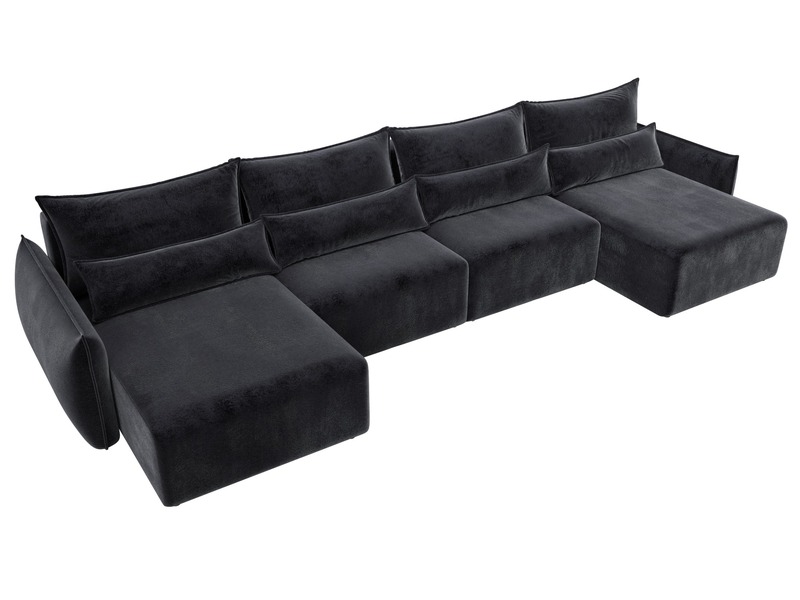 Диван П-образный Лига-051 НПБ Лонг, Велюр, TOWER 11 темно-серый