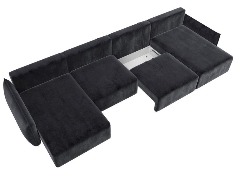 Диван П-образный Лига-051 НПБ Лонг, Велюр, TOWER 11 темно-серый