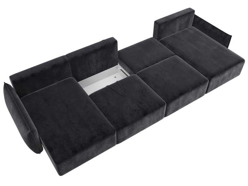 Диван П-образный Лига-051 НПБ Лонг, Велюр, TOWER 11 темно-серый