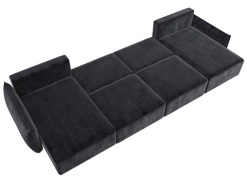 Диван П-образный Лига-051 НПБ Лонг, Велюр, TOWER 11 темно-серый