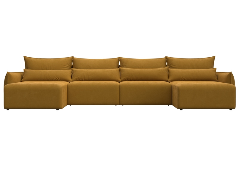 Диван П-образный Лига-051 НПБ Лонг, Велюр, BRUT 10 желтый
