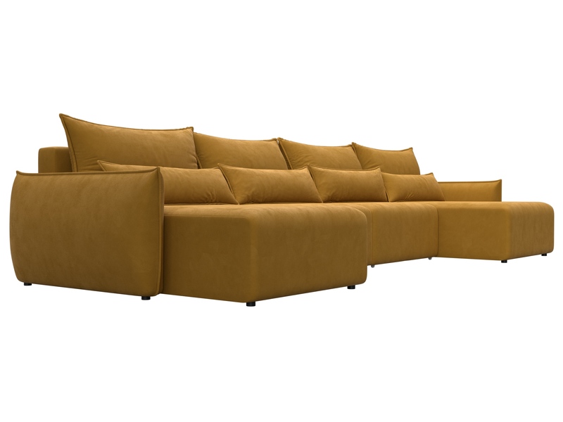 Диван П-образный Лига-051 НПБ Лонг, Велюр, BRUT 10 желтый
