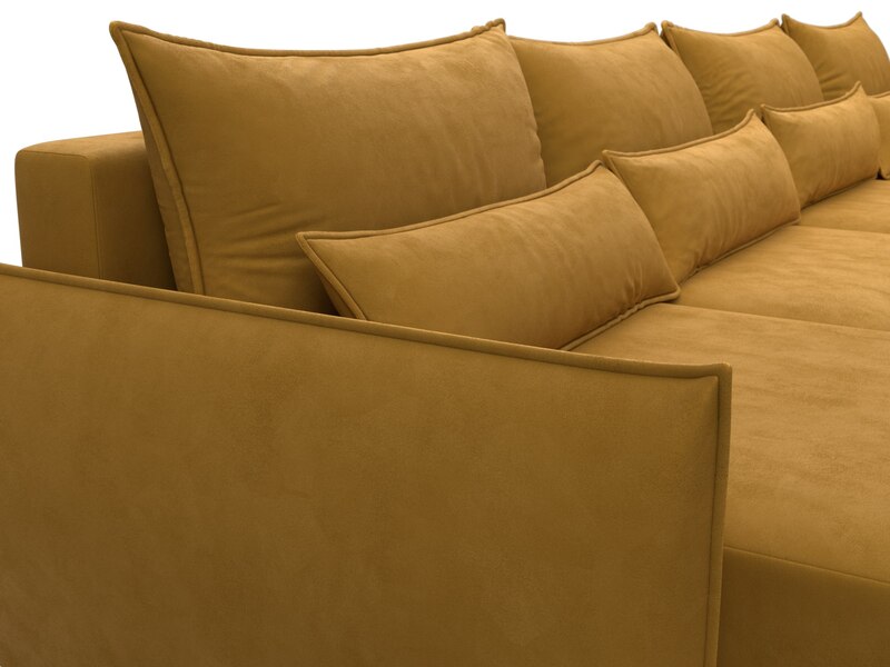 Диван П-образный Лига-051 НПБ Лонг, Велюр, BRUT 10 желтый