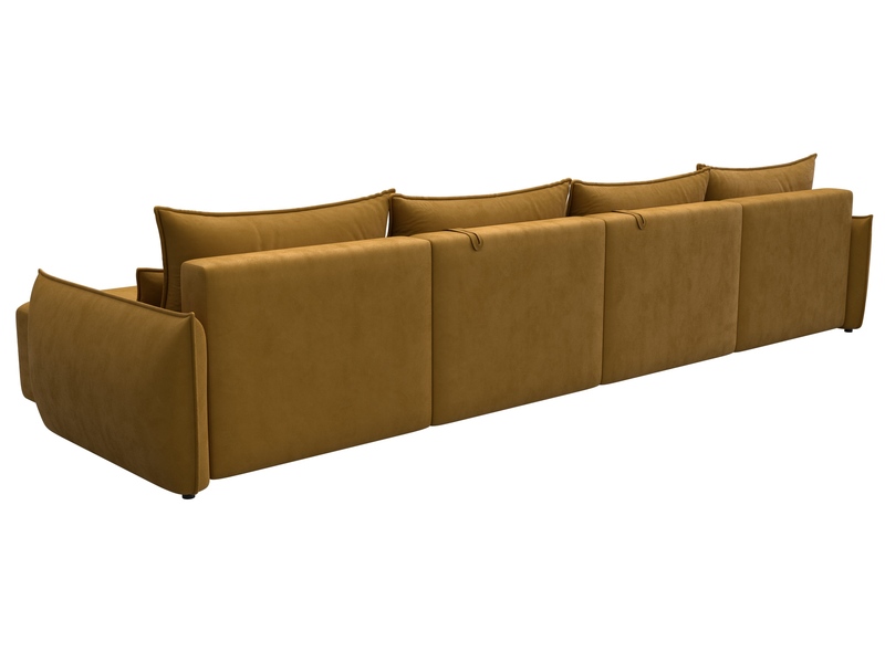 Диван П-образный Лига-051 НПБ Лонг, Велюр, BRUT 10 желтый