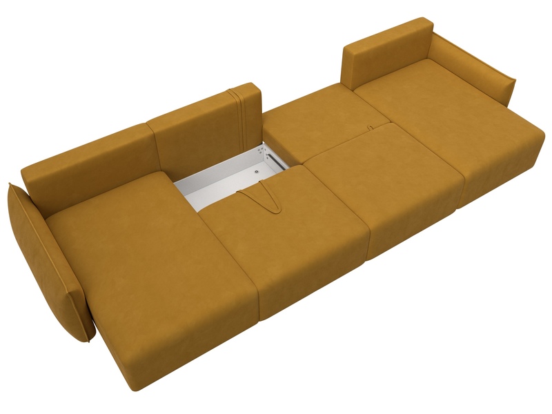 Диван П-образный Лига-051 НПБ Лонг, Велюр, BRUT 10 желтый