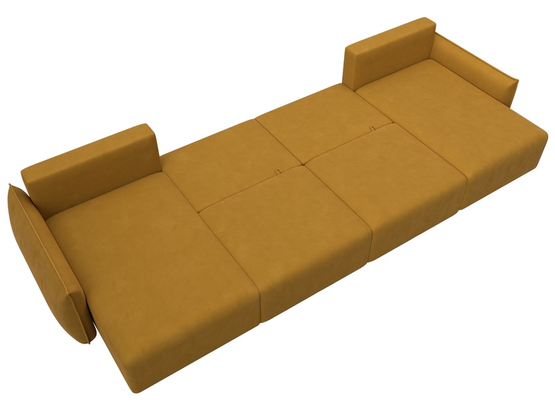 Диван П-образный Лига-051 НПБ Лонг, Велюр, BRUT 10 желтый