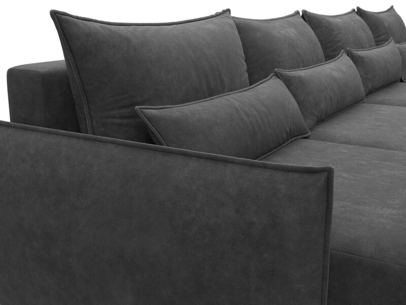 Диван П-образный Лига-051 НПБ Лонг, Велюр, BRUT 16 темно-серый