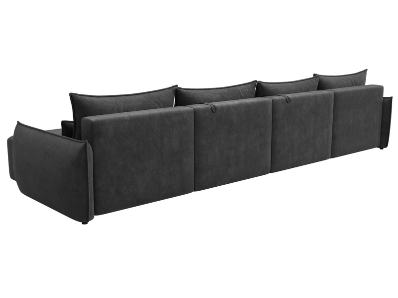 Диван П-образный Лига-051 НПБ Лонг, Велюр, BRUT 16 темно-серый