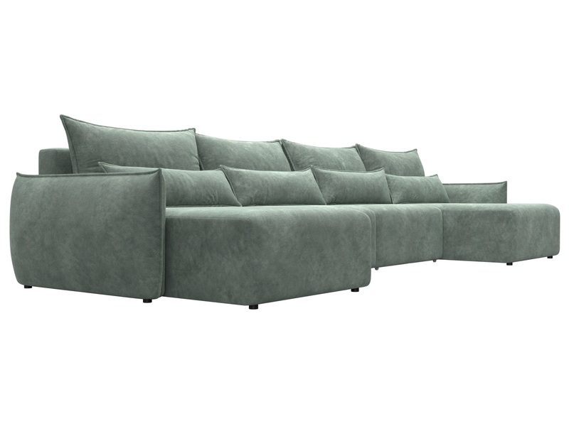 Диван П-образный Лига-051 НПБ Лонг, Велюр, BRUT 08 зеленый