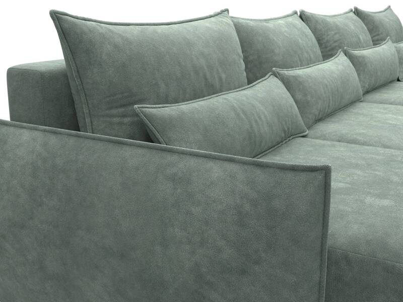 Диван П-образный Лига-051 НПБ Лонг, Велюр, BRUT 08 зеленый