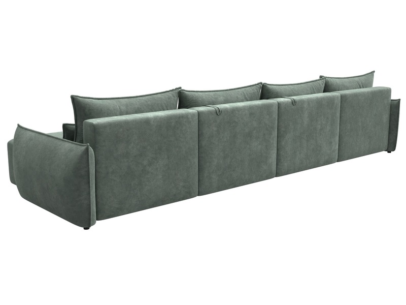 Диван П-образный Лига-051 НПБ Лонг, Велюр, BRUT 08 зеленый