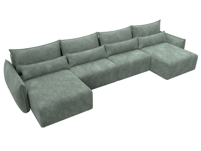 Диван П-образный Лига-051 НПБ Лонг, Велюр, BRUT 08 зеленый