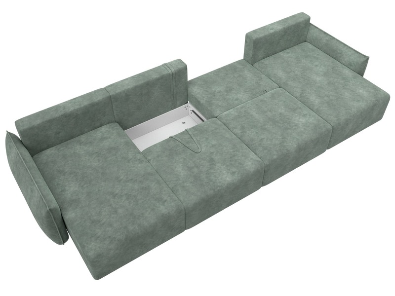 Диван П-образный Лига-051 НПБ Лонг, Велюр, BRUT 08 зеленый