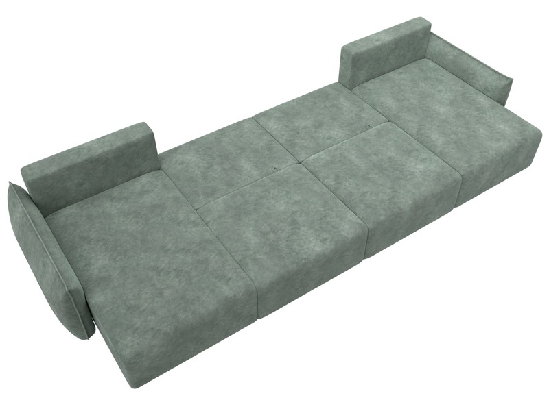 Диван П-образный Лига-051 НПБ Лонг, Велюр, BRUT 08 зеленый