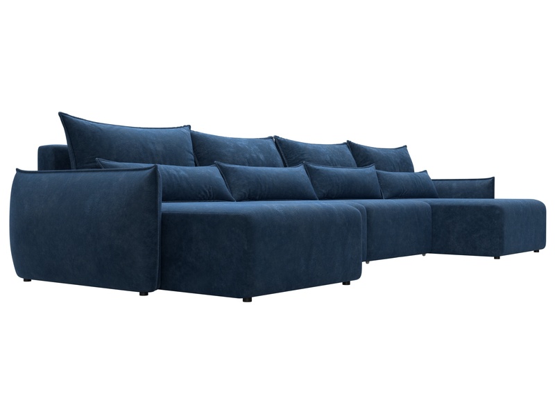 Диван П-образный Лига-051 НПБ Лонг, Велюр, BRUT 11 синий