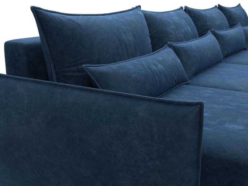 Диван П-образный Лига-051 НПБ Лонг, Велюр, BRUT 11 синий