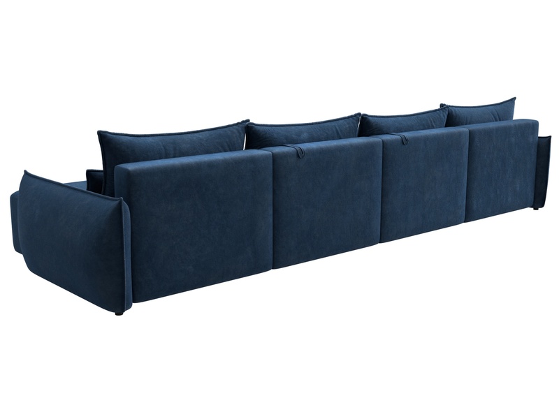Диван П-образный Лига-051 НПБ Лонг, Велюр, BRUT 11 синий