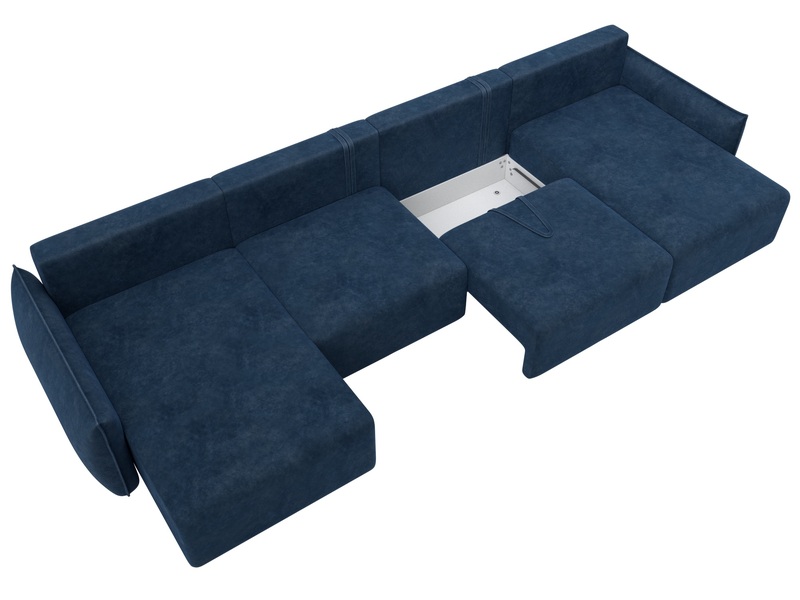 Диван П-образный Лига-051 НПБ Лонг, Велюр, BRUT 11 синий