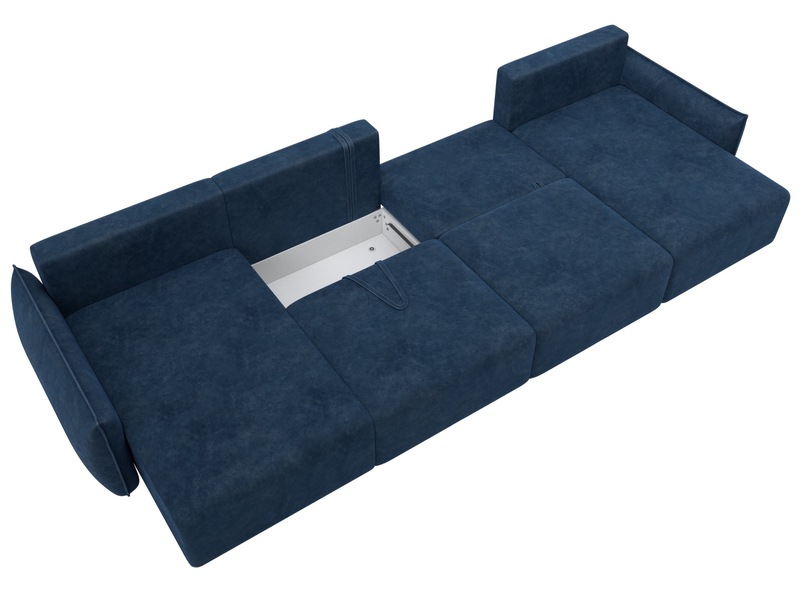 Диван П-образный Лига-051 НПБ Лонг, Велюр, BRUT 11 синий