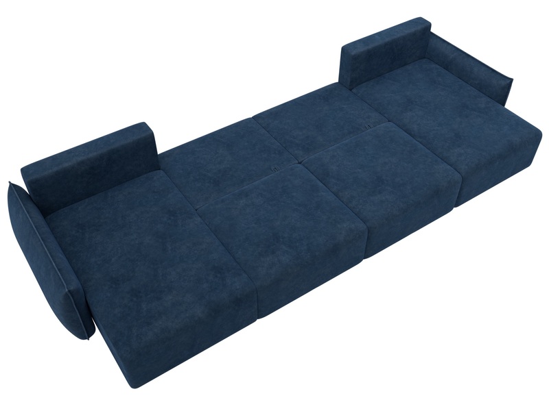 Диван П-образный Лига-051 НПБ Лонг, Велюр, BRUT 11 синий
