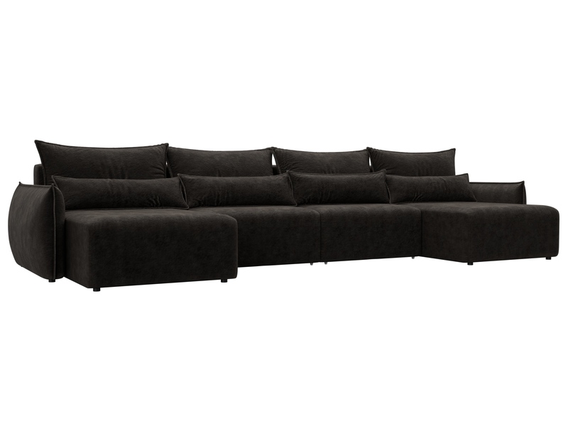 Диван П-образный Лига-051 НПБ Лонг, Велюр, BRUT 17 коричневый