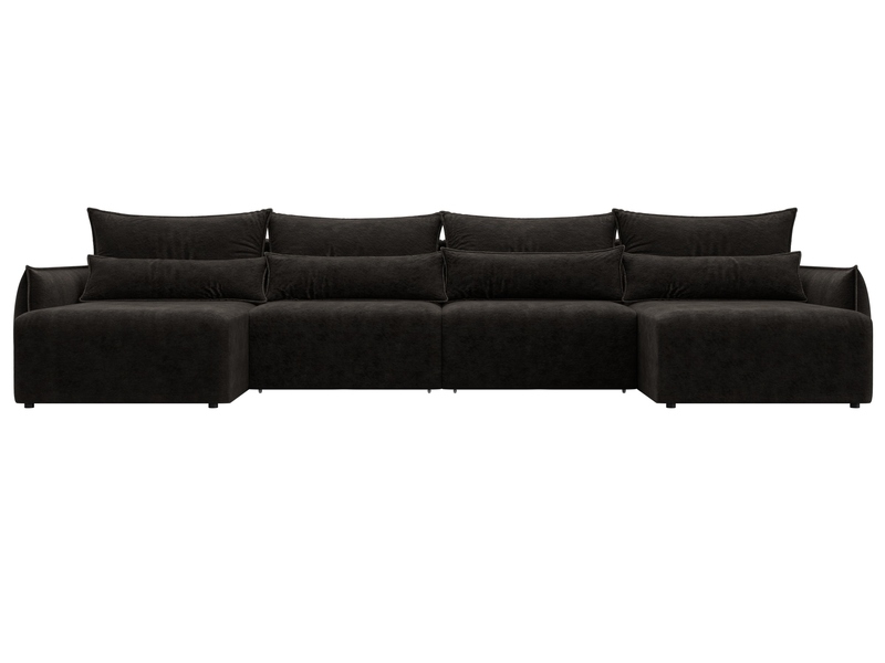 Диван П-образный Лига-051 НПБ Лонг, Велюр, BRUT 17 коричневый