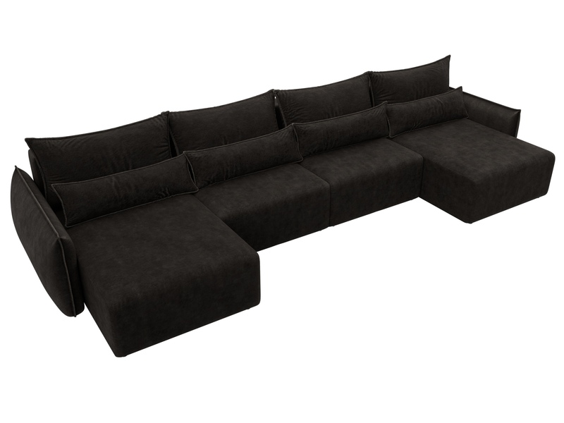 Диван П-образный Лига-051 НПБ Лонг, Велюр, BRUT 17 коричневый