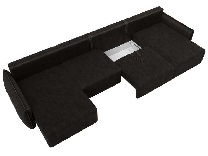 Диван П-образный Лига-051 НПБ Лонг, Велюр, BRUT 17 коричневый