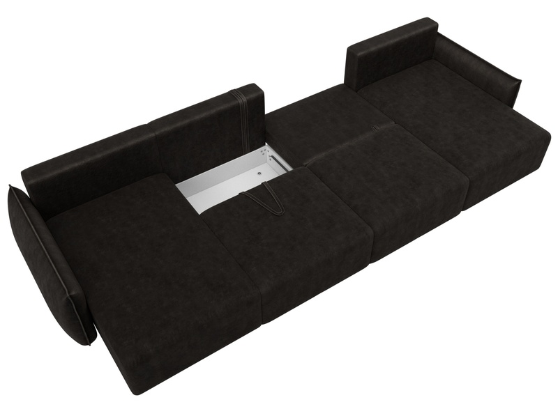 Диван П-образный Лига-051 НПБ Лонг, Велюр, BRUT 17 коричневый