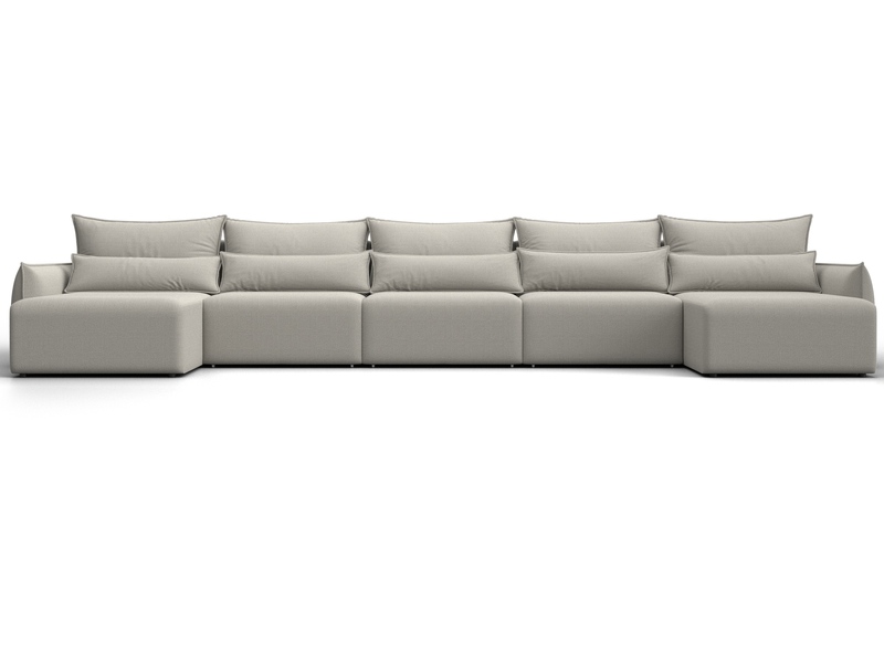 Диван П-образный Лига-051 НПБ МегаЛонг, Рогожка, Амур 02 бежевый