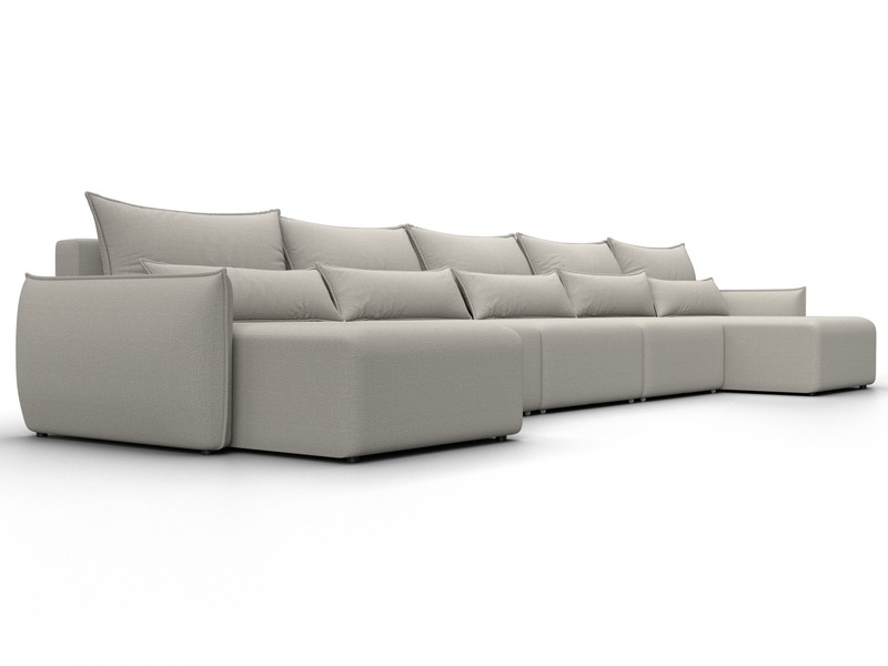 Диван П-образный Лига-051 НПБ МегаЛонг, Рогожка, Амур 02 бежевый