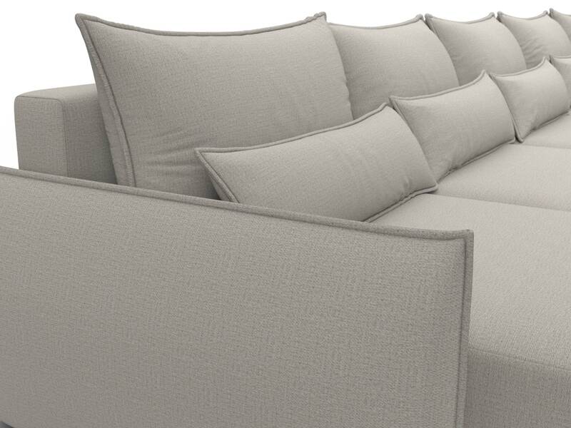 Диван П-образный Лига-051 НПБ МегаЛонг, Рогожка, Амур 02 бежевый