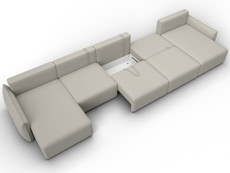 Диван П-образный Лига-051 НПБ МегаЛонг, Рогожка, Амур 02 бежевый