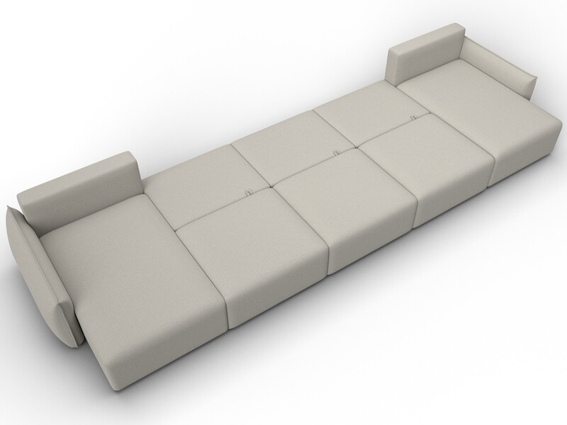 Диван П-образный Лига-051 НПБ МегаЛонг, Рогожка, Амур 02 бежевый