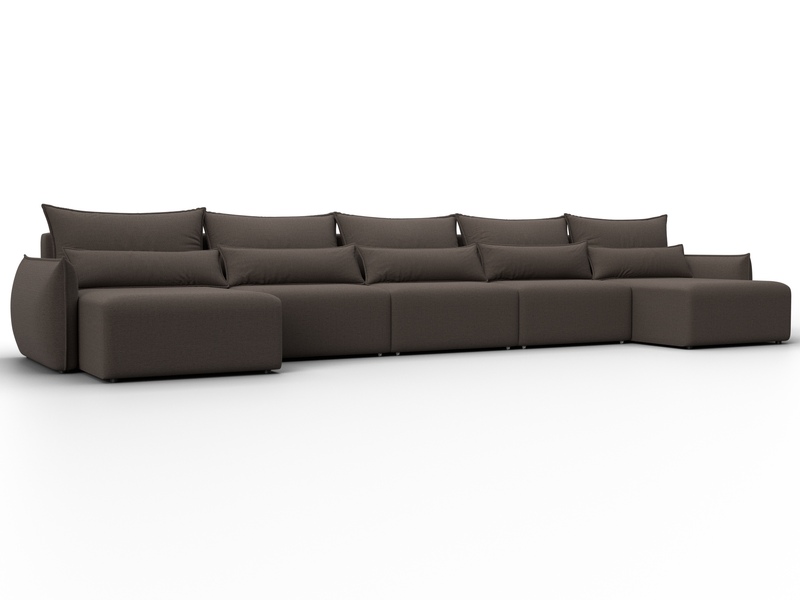 Диван П-образный Лига-051 НПБ МегаЛонг, Рогожка, Амур 05 коричневый