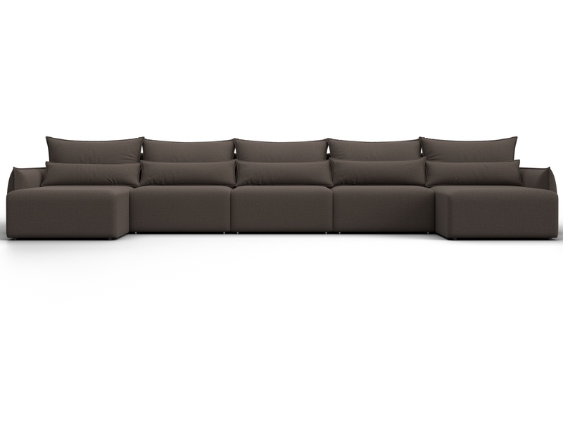 Диван П-образный Лига-051 НПБ МегаЛонг, Рогожка, Амур 05 коричневый