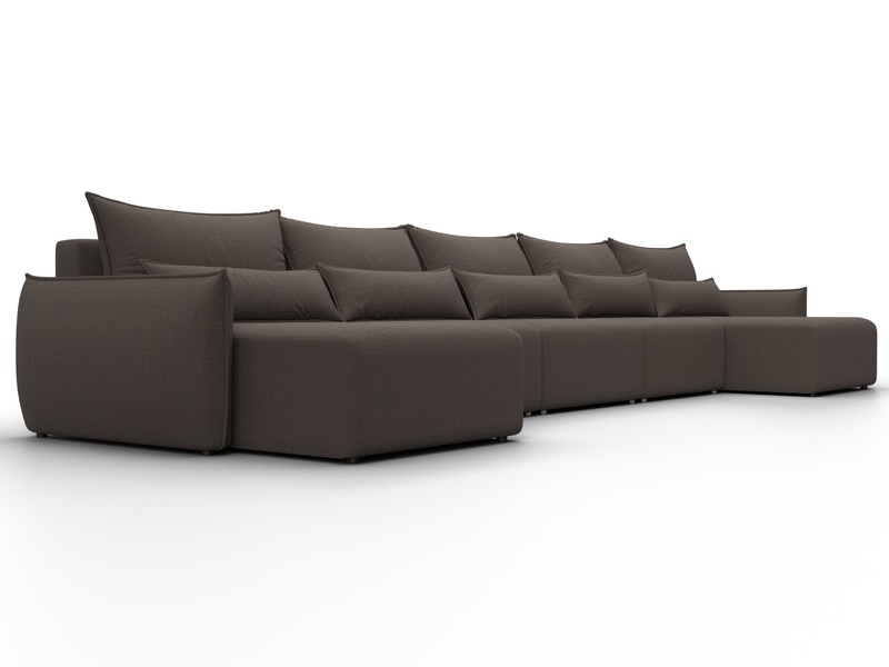 Диван П-образный Лига-051 НПБ МегаЛонг, Рогожка, Амур 05 коричневый