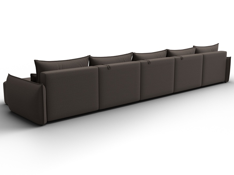 Диван П-образный Лига-051 НПБ МегаЛонг, Рогожка, Амур 05 коричневый