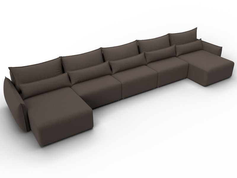 Диван П-образный Лига-051 НПБ МегаЛонг, Рогожка, Амур 05 коричневый