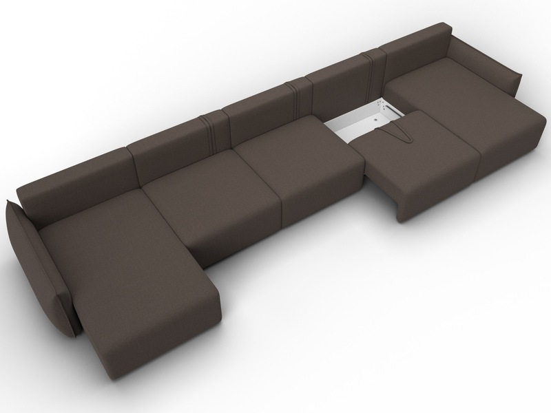 Диван П-образный Лига-051 НПБ МегаЛонг, Рогожка, Амур 05 коричневый