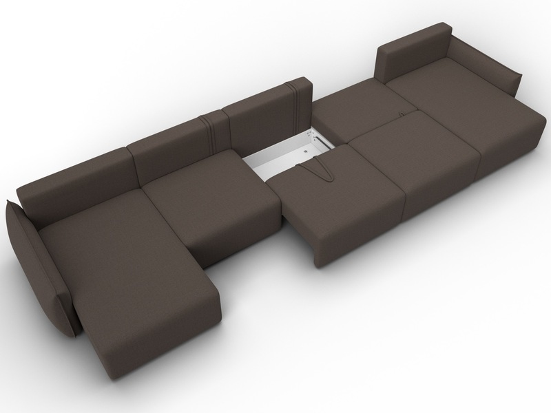 Диван П-образный Лига-051 НПБ МегаЛонг, Рогожка, Амур 05 коричневый