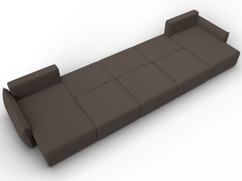 Диван П-образный Лига-051 НПБ МегаЛонг, Рогожка, Амур 05 коричневый