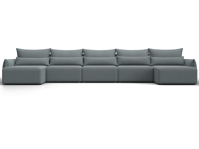 Диван П-образный Лига-051 НПБ МегаЛонг, Рогожка, Амур 07 серый