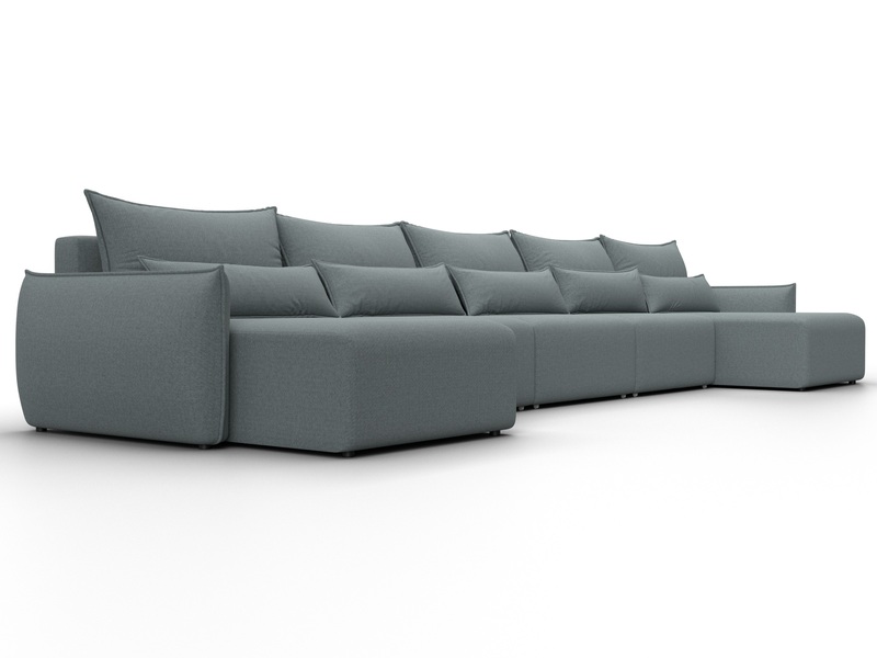 Диван П-образный Лига-051 НПБ МегаЛонг, Рогожка, Амур 07 серый