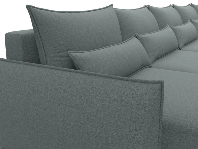 Диван П-образный Лига-051 НПБ МегаЛонг, Рогожка, Амур 07 серый