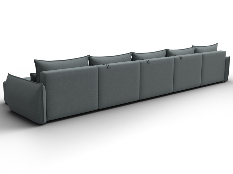 Диван П-образный Лига-051 НПБ МегаЛонг, Рогожка, Амур 07 серый