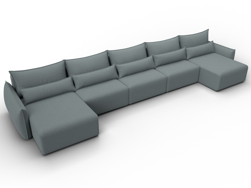 Диван П-образный Лига-051 НПБ МегаЛонг, Рогожка, Амур 07 серый