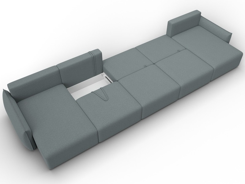 Диван П-образный Лига-051 НПБ МегаЛонг, Рогожка, Амур 07 серый